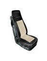 Coprisedile singolo in similpelle e suede trapuntato nero beige per camion