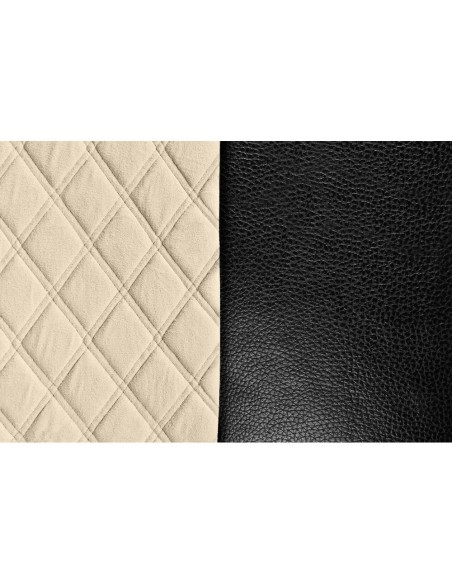 Coprisedile singolo in similpelle e suede trapuntato nero beige per camion