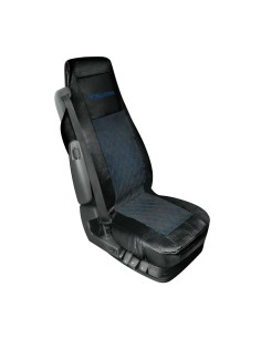 Coprisedile singolo in similpelle e suede trapuntato nero blu per camion