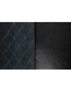 Coprisedile singolo in similpelle e suede trapuntato nero blu per camion 2