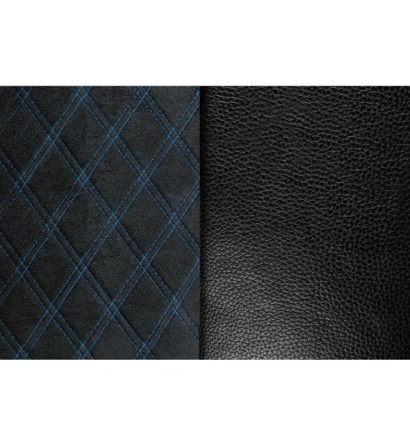 Coprisedile singolo in similpelle e suede trapuntato nero blu per camion