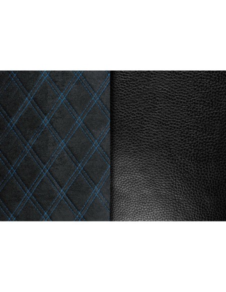 Coprisedile singolo in similpelle e suede trapuntato nero blu per camion