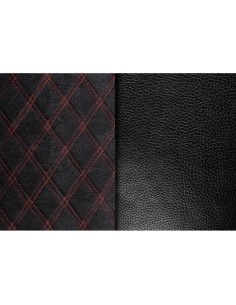 Coprisedile singolo in similpelle e suede trapuntato nero rosso per camion 2