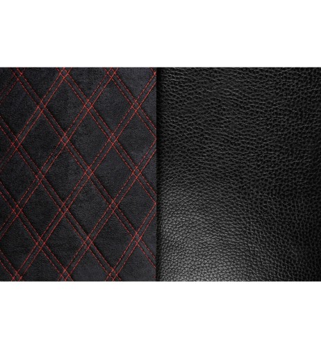 Coprisedile singolo in similpelle e suede trapuntato nero rosso per camion