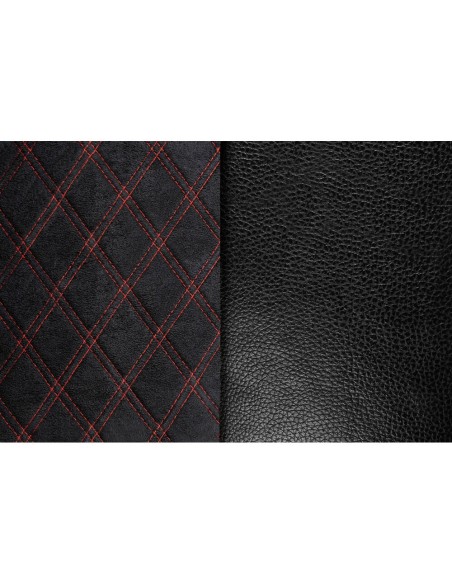 Coprisedile singolo in similpelle e suede trapuntato nero rosso per camion