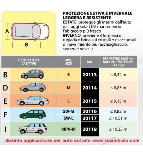 Copritetto cristalli parasole auto impermeabile taglia L