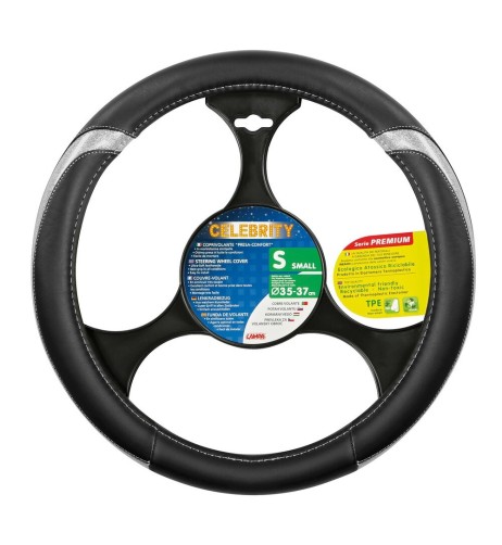 Coprivolante auto similpelle con inserti metallizzati Argento 35 37cm