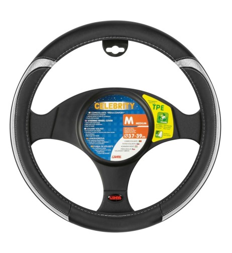 Coprivolante auto similpelle con inserti metallizzati Argento 37 39cm