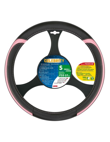 Coprivolante auto similpelle con inserti metallizzati Rosa 35 37cm