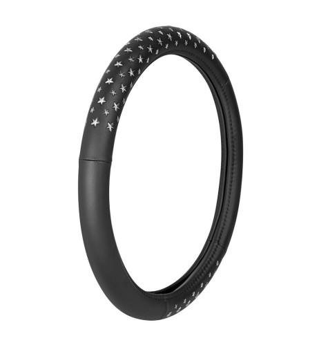 Coprivolante auto similpelle con inserti stelle Argento 37 39cm