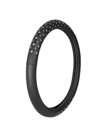 Coprivolante auto similpelle con inserti stelle Argento 37 39cm