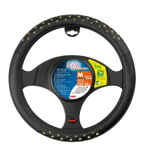 Coprivolante auto similpelle con inserti stelle Oro 37 39cm