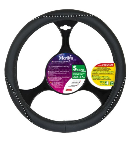 Coprivolante auto universale 35 37cm in similpelle con cristalli