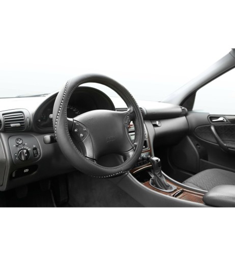 Coprivolante auto universale 35 37cm in similpelle con cristalli