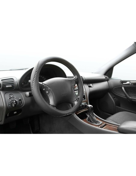 Coprivolante auto universale 35 37cm in similpelle con cristalli