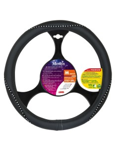 Coprivolante auto universale 37 39cm in similpelle con cristalli