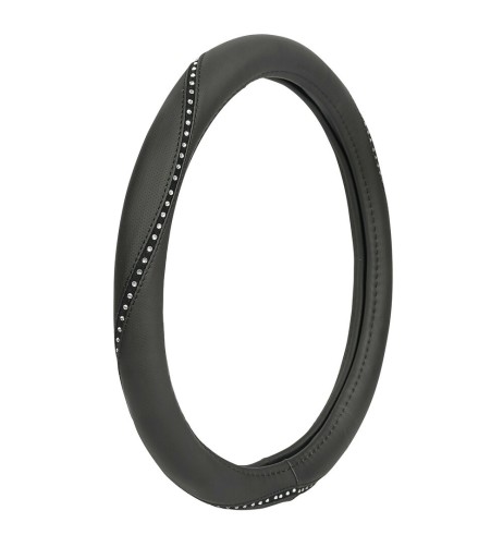 Coprivolante auto universale 37 39cm in similpelle con cristalli
