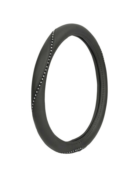 Coprivolante auto universale 37 39cm in similpelle con cristalli