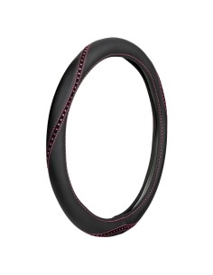Coprivolante auto universale 37 39cm in similpelle con cristalli rosa 2