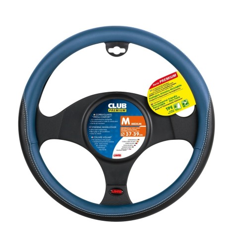 Coprivolante auto universale similpelle traforata traspirante nero blu 37 3