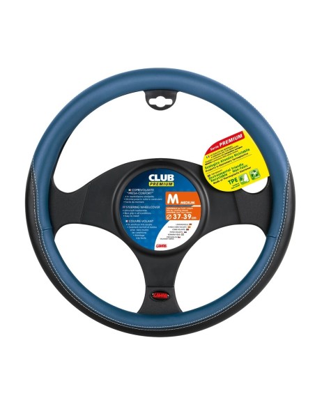 Coprivolante auto universale similpelle traforata traspirante nero blu 37 3
