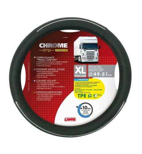 Coprivolante camion in eco pelle traforata Crome Strip Premium 49 51cm