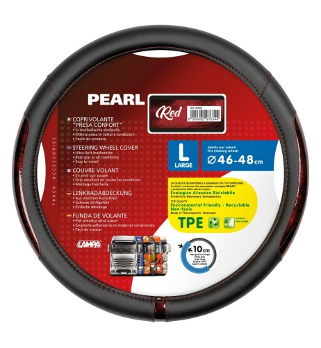 Coprivolante camion in similpelle con inserti perlato rosso taglia L 46 4