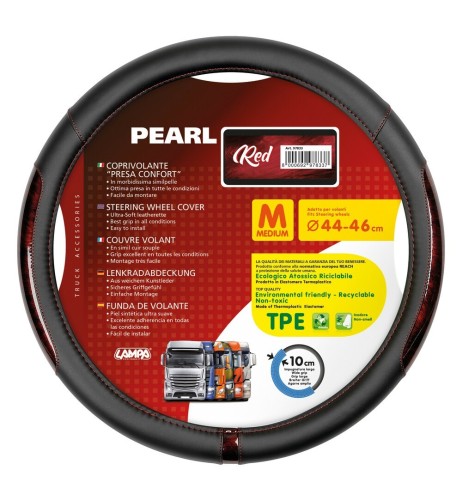 Coprivolante camion in similpelle con inserti perlato rosso taglia M 44 4