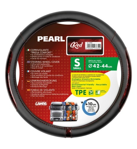 Coprivolante camion in similpelle con inserti perlato rosso taglia S 42 4