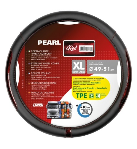 Coprivolante camion in similpelle con inserti perlato rosso taglia XL 49 