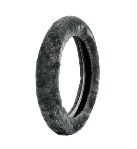 Coprivolante elasticizzato in vera pelliccia di montone 36 42cm Antracite