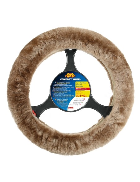 Coprivolante elasticizzato in vera pelliccia di montone 36 42cm Naturale
