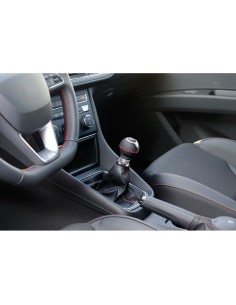 Cuffia leva cambio universale in pelle nera rossa 200mm 2