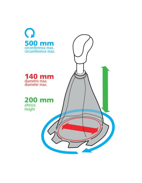 Cuffia leva cambio universale in pelle perforata nera 200mm