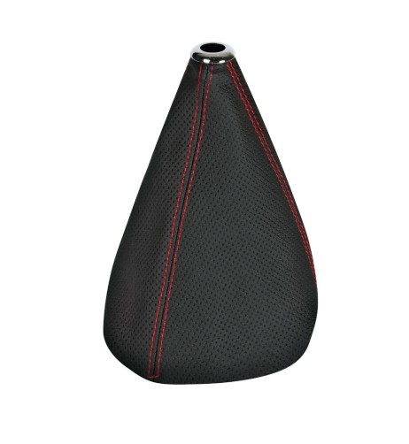 Cuffia leva cambio universale in pelle perforata nera rossa 200mm