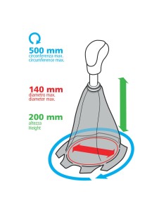 Cuffia leva cambio universale in pelle perforata nera rossa 200mm 2