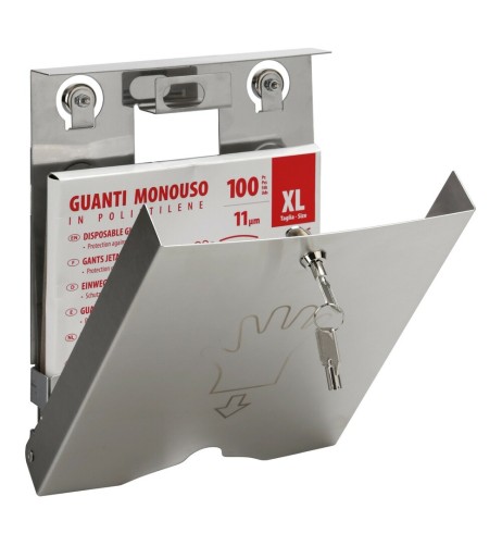 Dispenser in acciaio inox con serratura per guanti monouso