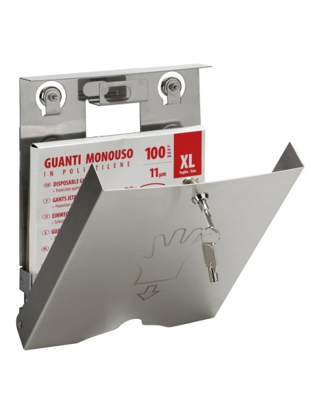 Dispenser in acciaio inox con serratura per guanti monouso