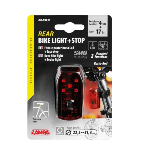 Fanale posteriore bici a 5 Led con luce stop e accelerometro integrato