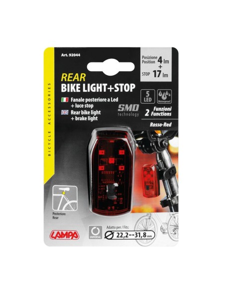 Fanale posteriore bici a 5 Led con luce stop e accelerometro integrato