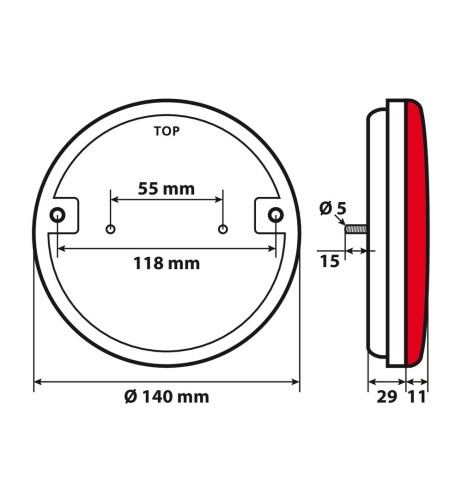 Fanale posteriore retronebbia camion O Led 12 24V omologato