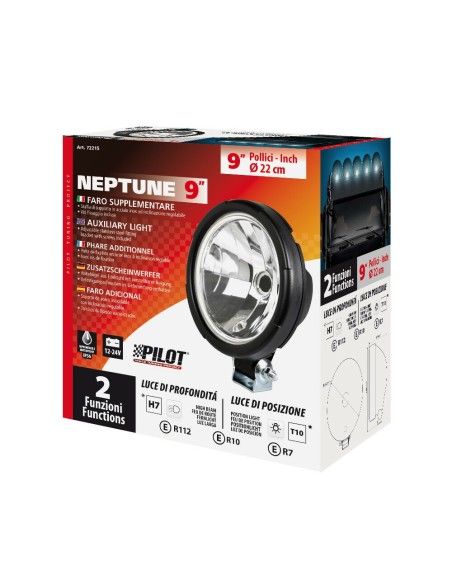 Faro alogeno profondita Neptune 12 24V con luce posizione 220mm