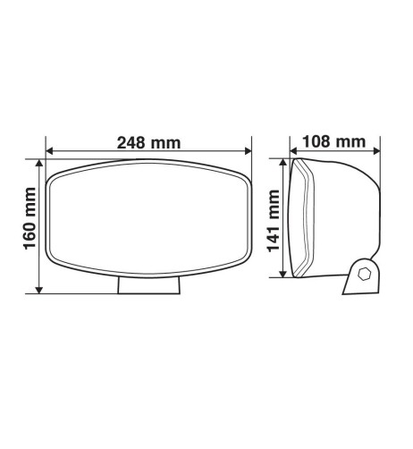 Faro alogeno profondita Pluton 12 24V con luce posizione LED 248x141mm