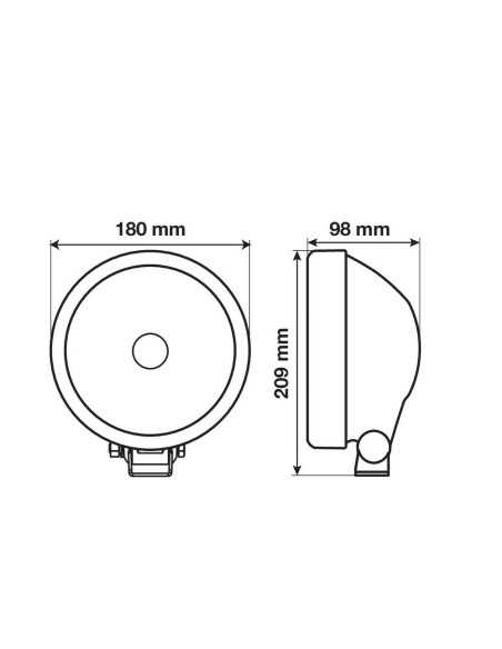 Faro alogeno profondita Saturn 12 24V con luce posizione LED 180mm