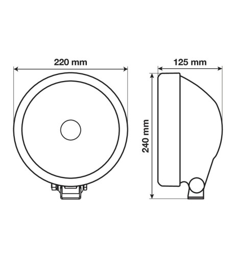 Faro alogeno profondita Saturn 12 24V con luce posizione LED 220mm