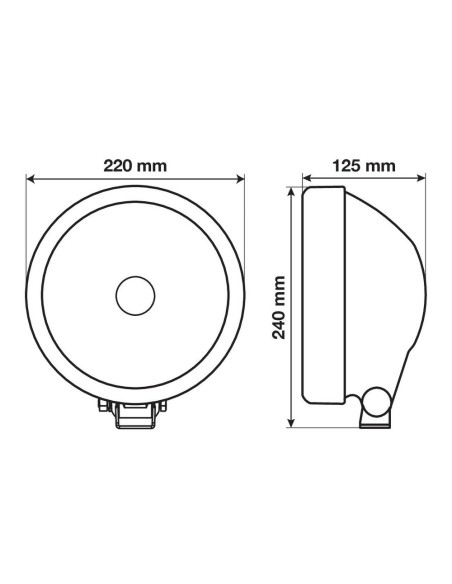 Faro alogeno profondita Saturn 12 24V con luce posizione LED 220mm