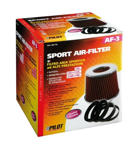 Filtro aria conico sportivo AF 3 Altezza 152mm Base 155mm Attacco 60 90mm
