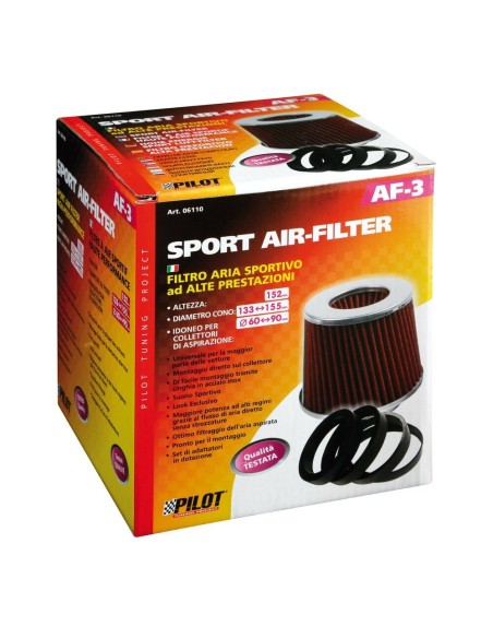 Filtro aria conico sportivo AF 3 Altezza 152mm Base 155mm Attacco 60 90mm