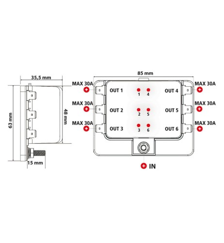 Fuse Block scatola portafusibili 6 uscite 12 24V