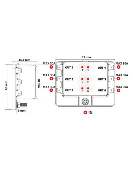 Fuse Block scatola portafusibili 6 uscite 12 24V
